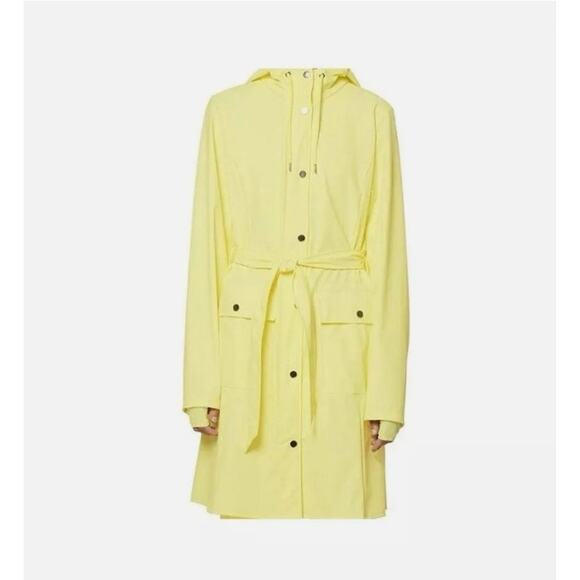 RAINS Jacket Curve Waterproof Rain Jacket in Straw Color (Yellow) Size Large - Picture 1 of 6